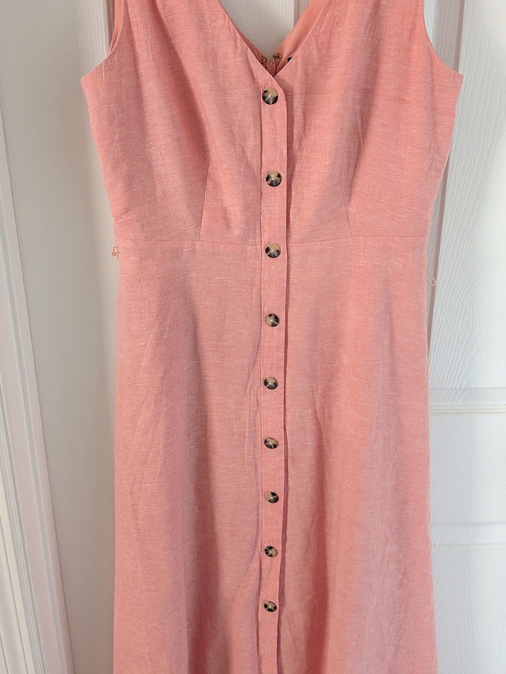 Alex Marie Coral Linen Cotton Button Front Midi Dress Size 6